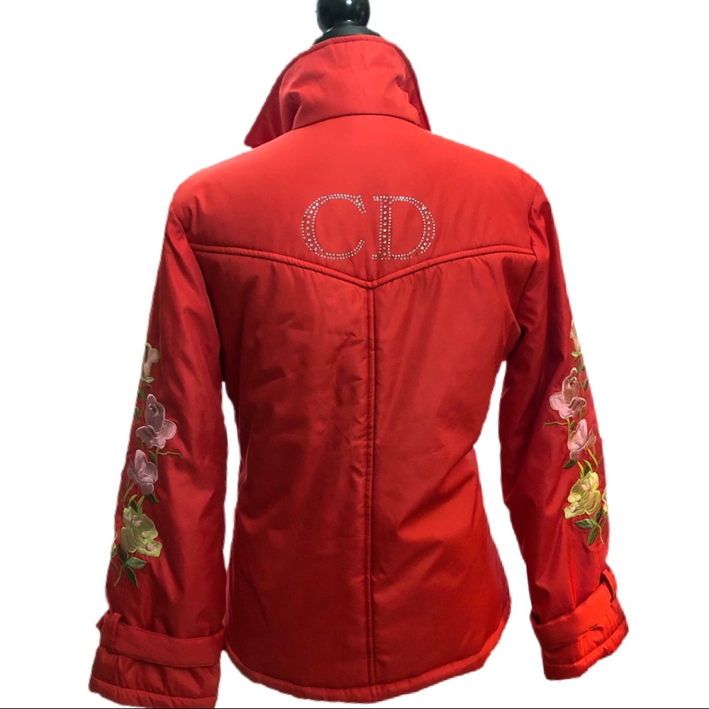 Christian Dior Auth 90s Floral CD Logo Puffer Coat
